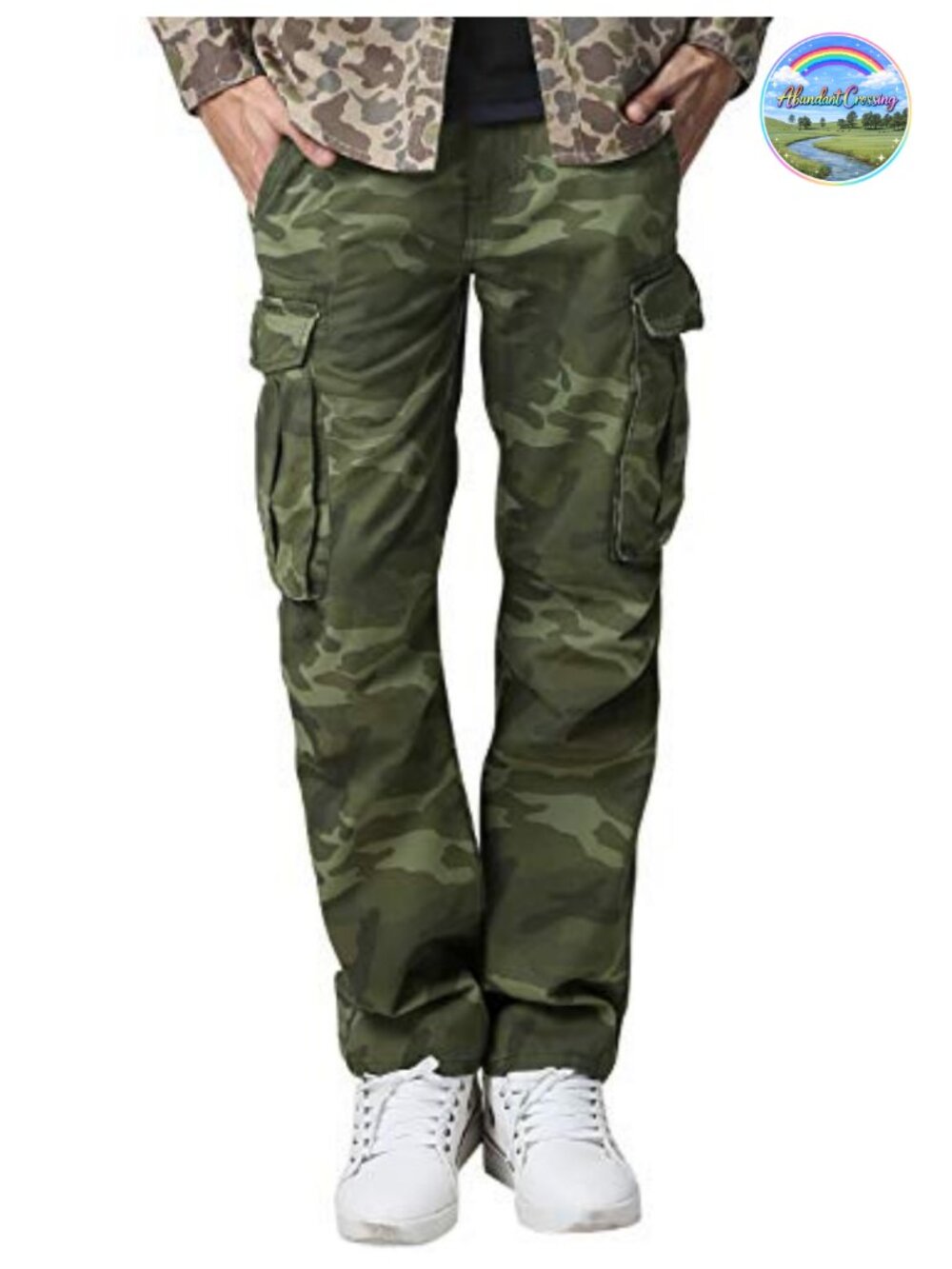 Men's Cotton Cargo Pants Regular Fit Straight Leg Drawstring Waist Utility